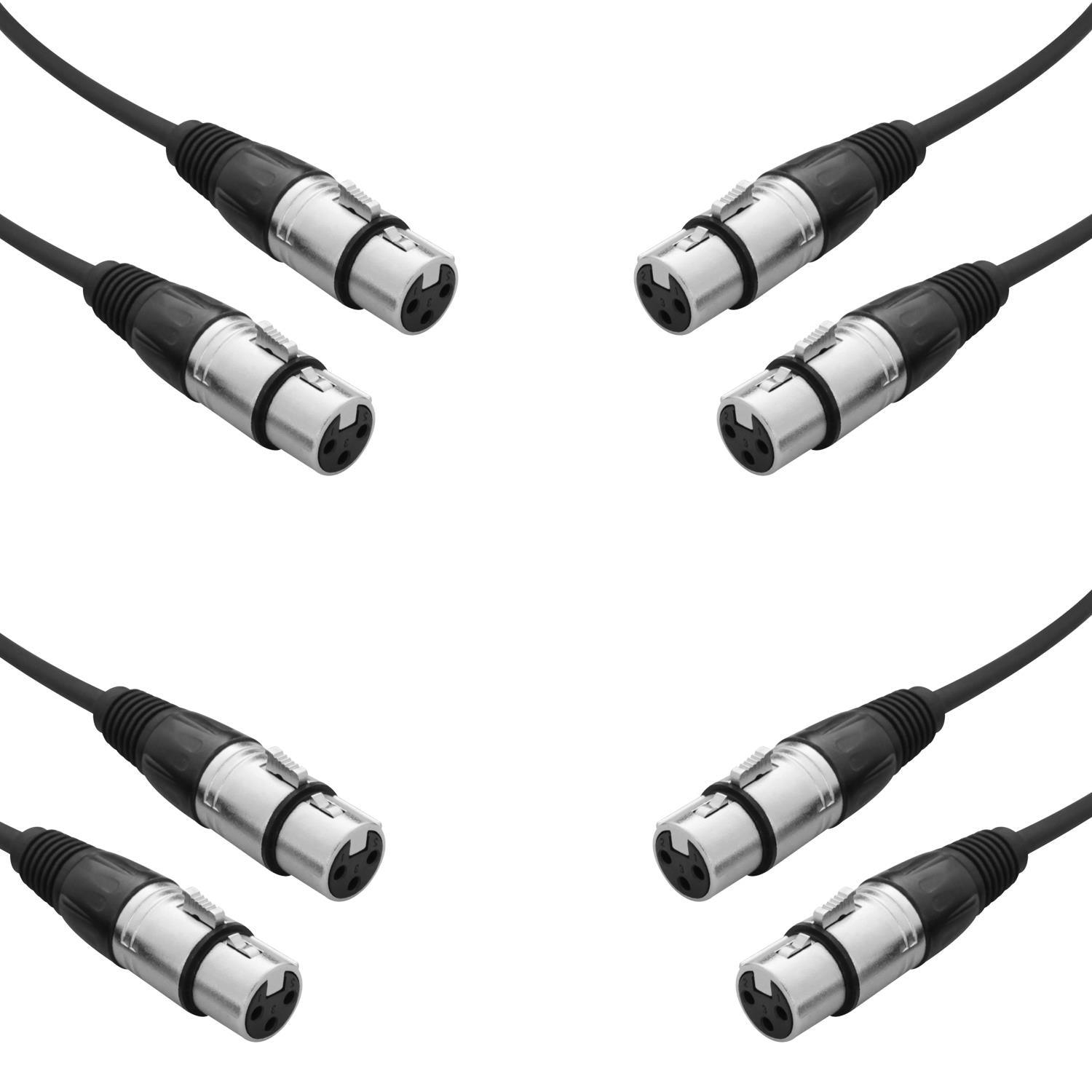 4 x W Audio 0.25M XLR Female to Female Gender Changer Adaptor Lead Cable - DY Pro Audio