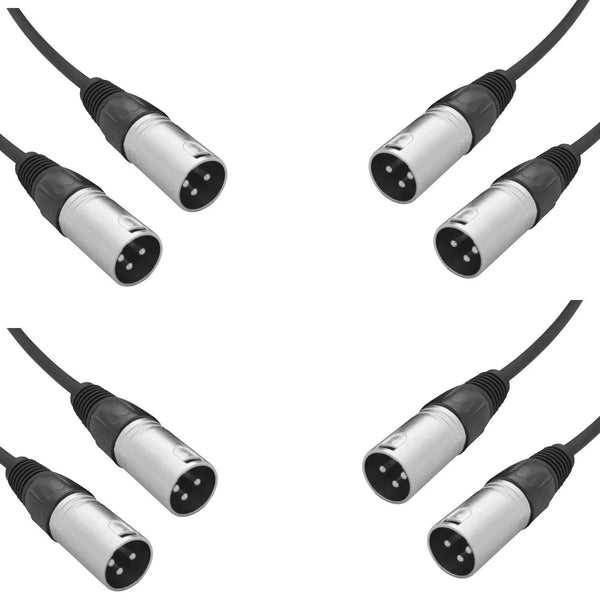 4 x W Audio 0.25M XLR Male to Male Gender Changer Adaptor Lead Cable