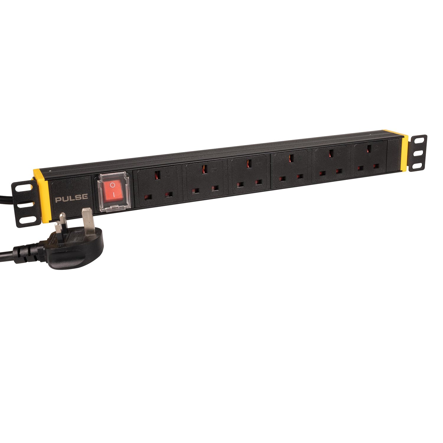 Pulse 19” 1U 6 Way UK Socket Rack PDU with Rotatable Rack Ears