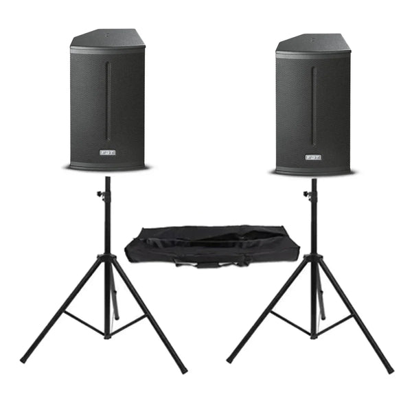 2 x FBT X-PRO 110A 10" Active Speaker with Bluetooth with Speaker Stands