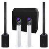Mobile Wedding DJ Setup Black DJ Booth Pro, Direct 121MX, 1.5M Plinths, Fusion 120 Zoom Moving Heads