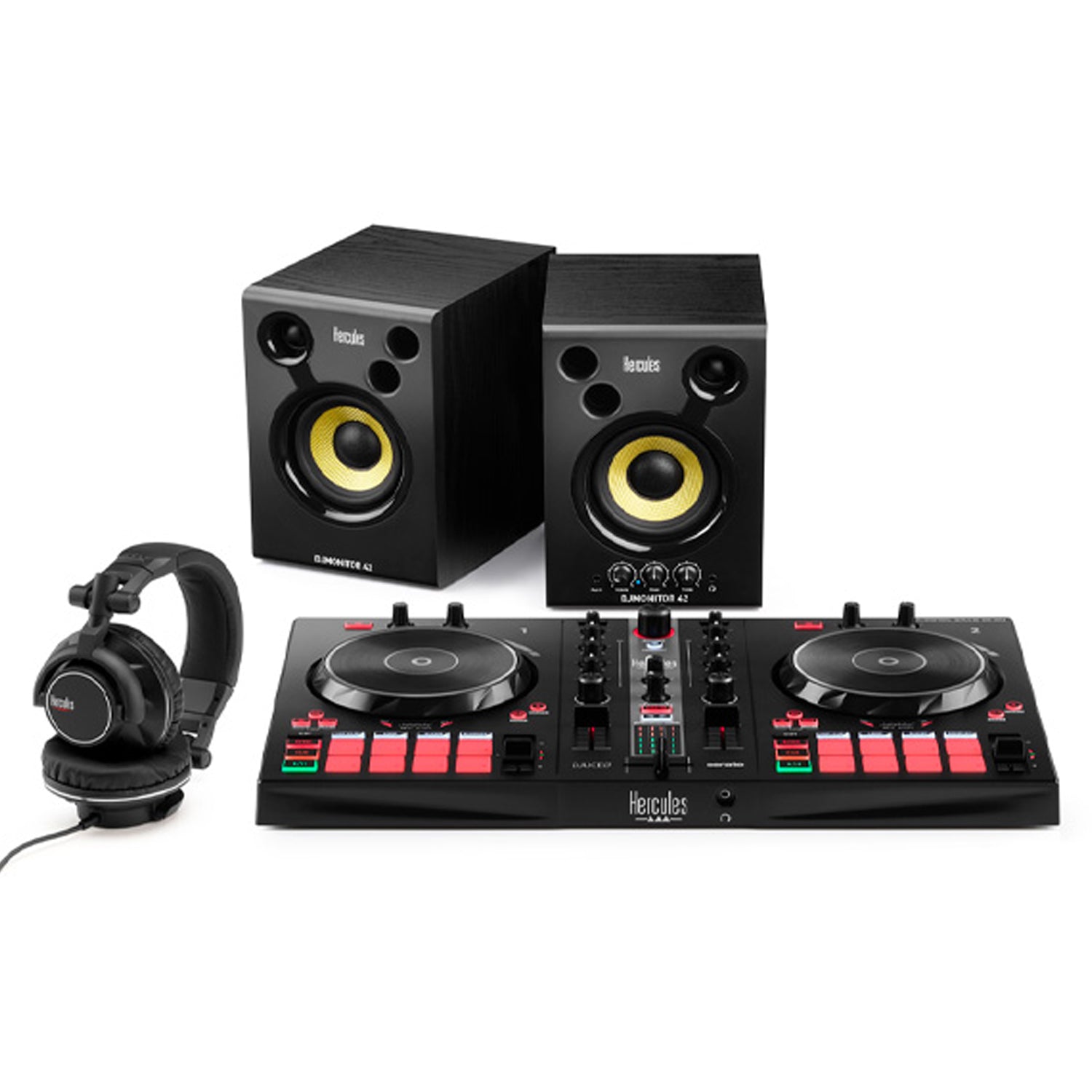 Hercules DJ Essentials Kit Inpulse 300, DJ Monitor 42 HDP DJ60 Headphones Bundle