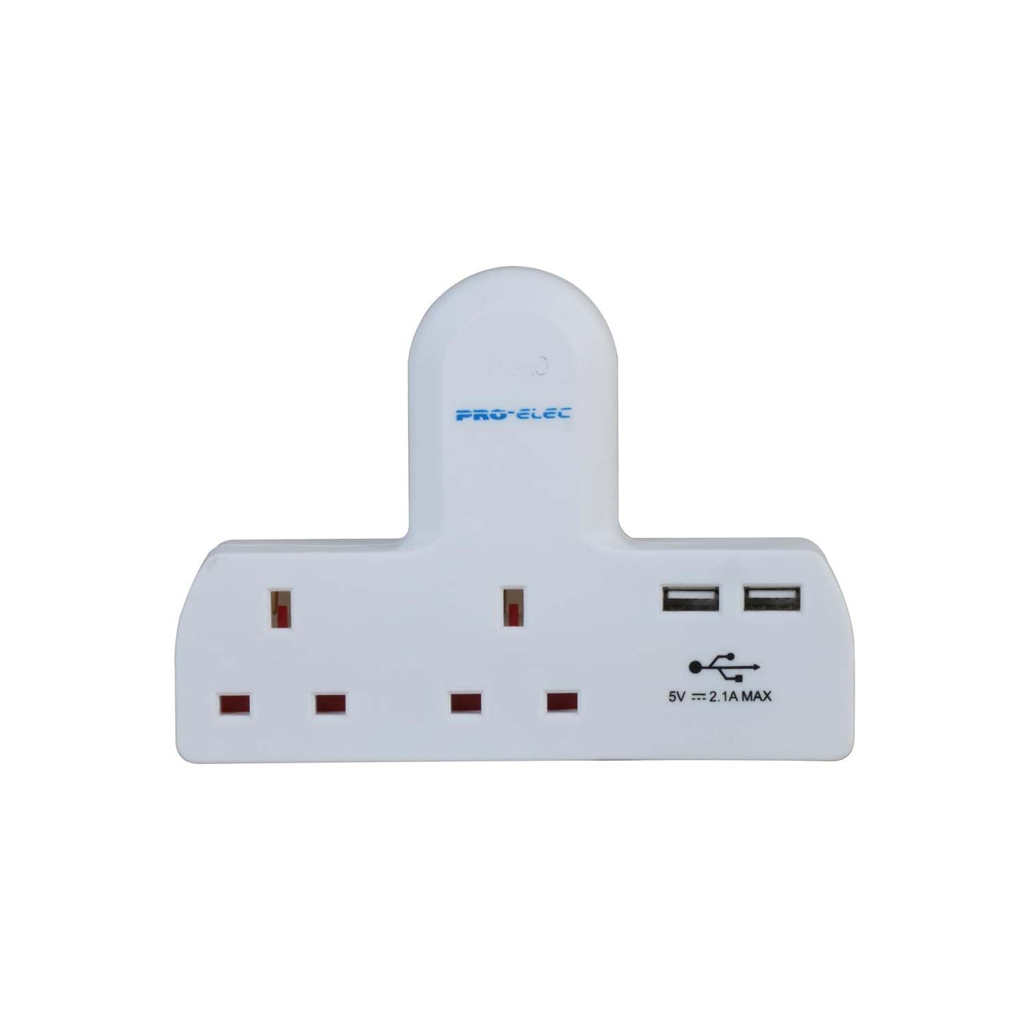 Pro Elec 2 Way Adapter with USB Ports