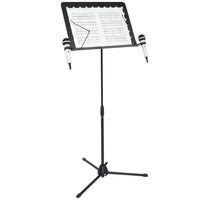 NJS Black Conductors and Sheet Music Stand With Twin Microphone Holders