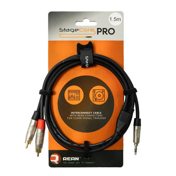 Stagecore Pro 1.5m Twin RCA Phono to 3.5mm Cable with Rean Connectors