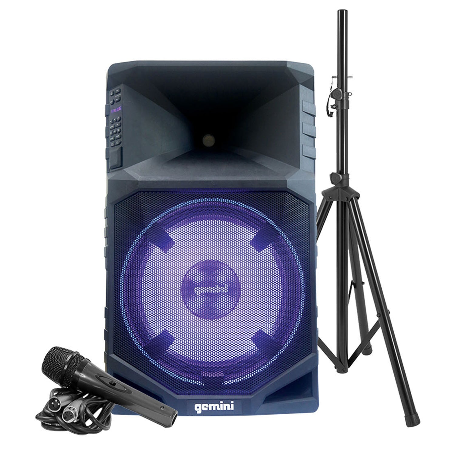 Gemini GSW-T1500PK 15" Battery Powered Bluetooth Speaker + Stand + Mic