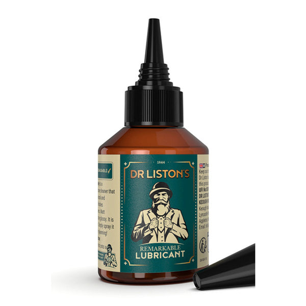 Dr Liston’s Remarkable Lubricant bottle for musical instruments and hardware maintenance.