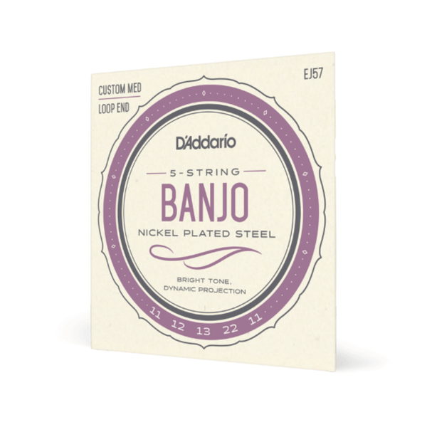 D'Addario Banjo Strings EJ57 Nickel 5 String, Custom Medium, 11-22
