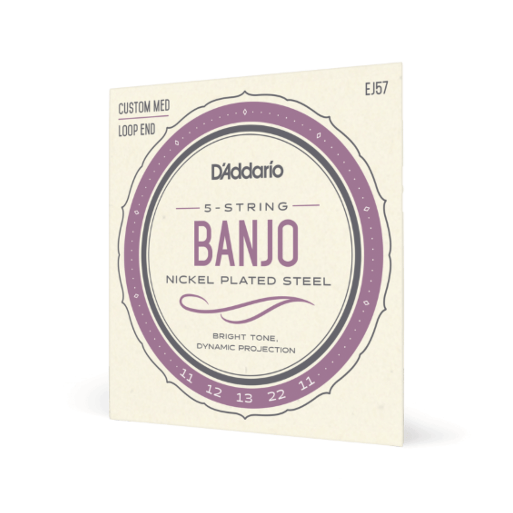 D'Addario Banjo Strings EJ57 Nickel 5 String, Custom Medium, 11-22