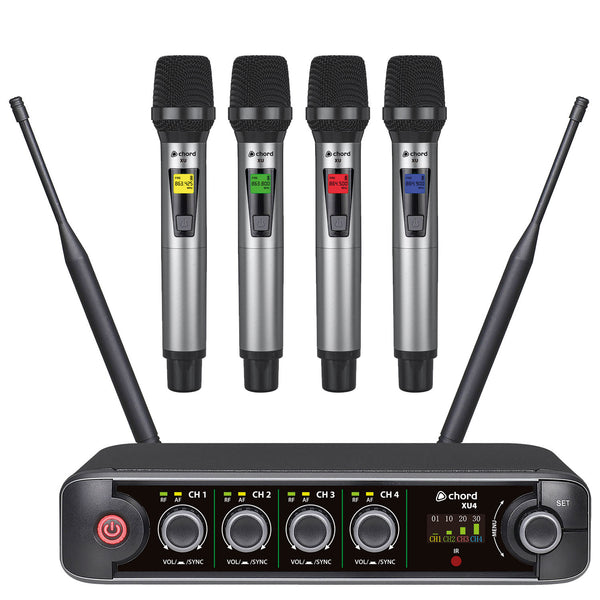 Chord XU4 Quad Handheld UHF Wireless Microphone System