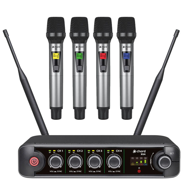 Chord XU4 Quad Handheld UHF Wireless Microphone System