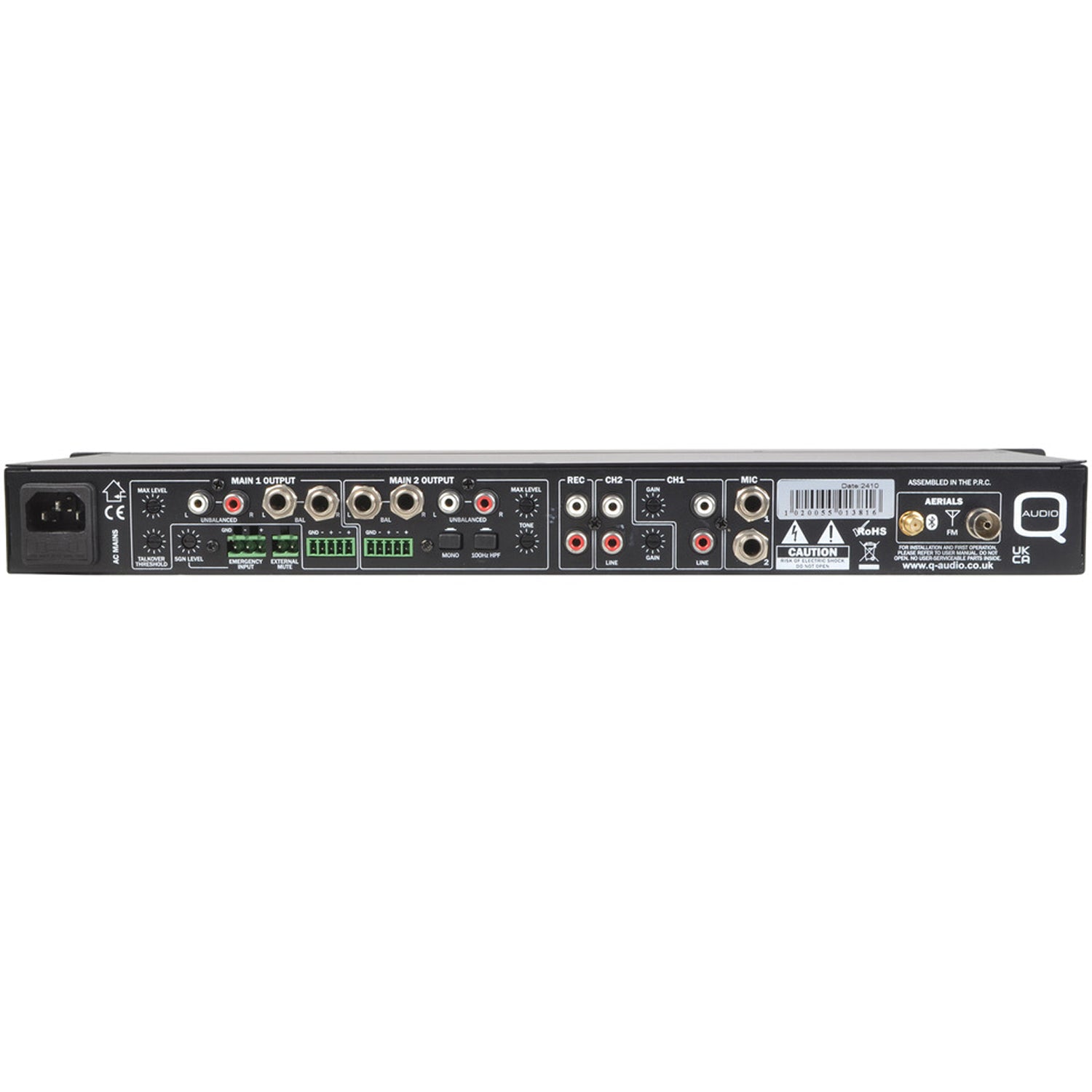 Q-Audio QMEDIAMIX52 5-Channel Mixer with Media Player, Bluetooth, Jingle, Mic Talkover