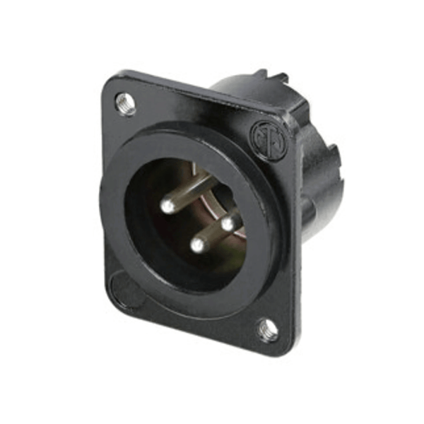 Neutrik NC3MD-LX-M3-BAG 3 pole male receptacle, solder cups, black housing, silver contacts