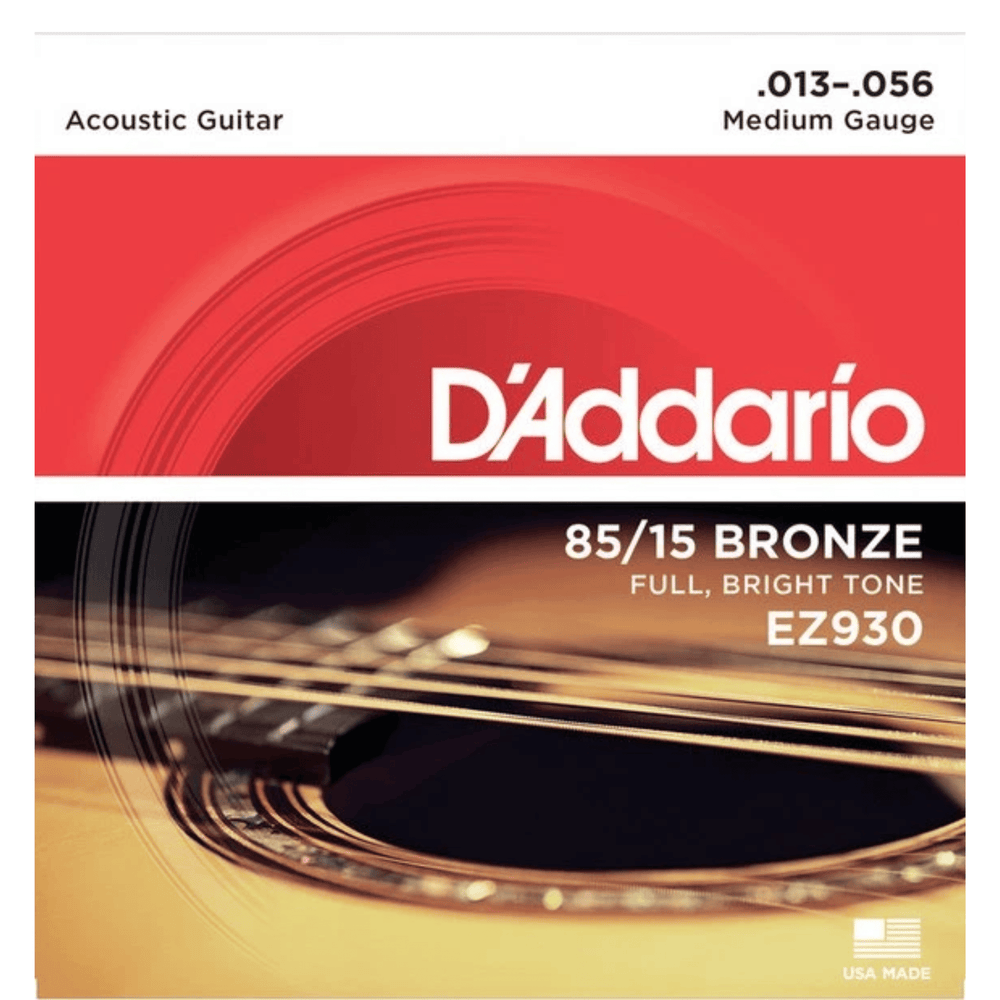 D'Addario EZ930 85/15 Bronze Acoustic Guitar Strings, Medium, 13-56