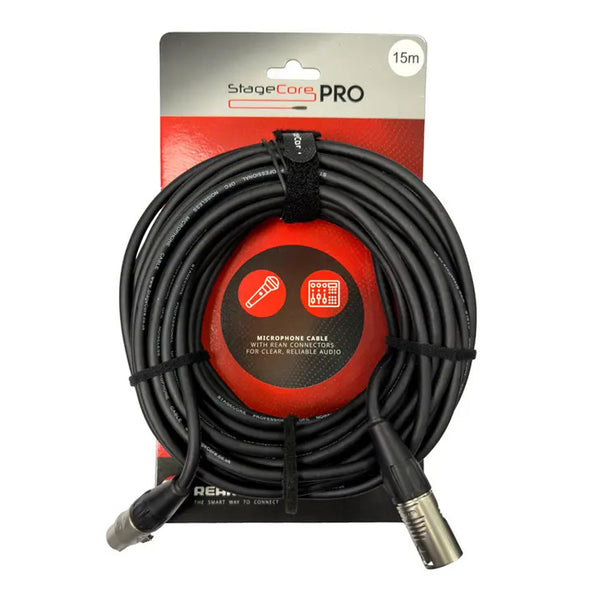 Stagecore Pro 15m Black XLR Microphone Cable with Rean Connectors