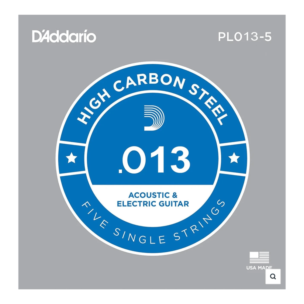 D'Addario PL013-5 Acoustic Or Electric 013 Plain Steel Guitar Strings FIVE PACK!