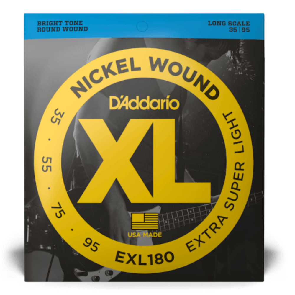 D'Addario EXL180 Bass Guitar Strings, Extra Super Light, 35-95, Long Scale