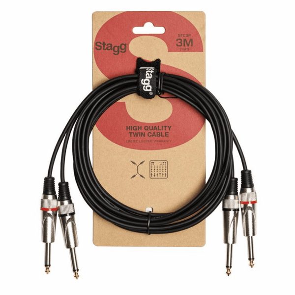 Stagg STC3P 3m Twin Mono Jack to Twin Mono Jack Cable