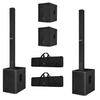 Two RCF EVOX V15 Black active 3-way column array systems with transport bags
