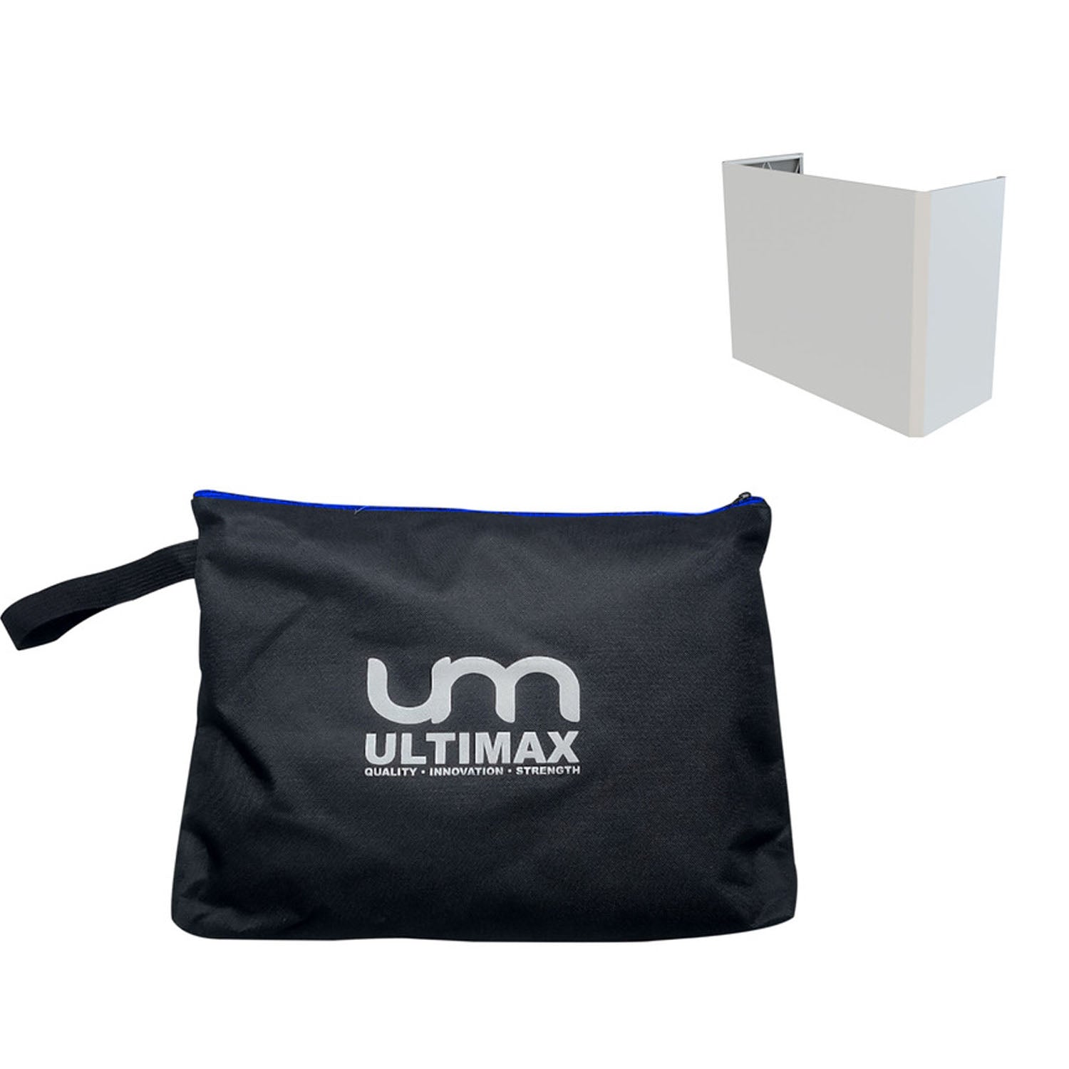 "Ultimax White Truss Booth Lycra Cover with Carry Bag – stretch-fit DJ booth cover for professional event setups"