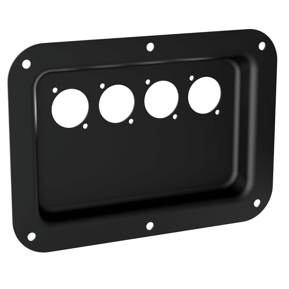 Penn Elcom D024K large black recessed dish punched for four D-Series connectors