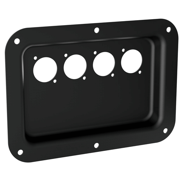 Penn Elcom D024K large black recessed dish punched for four D-Series connectors