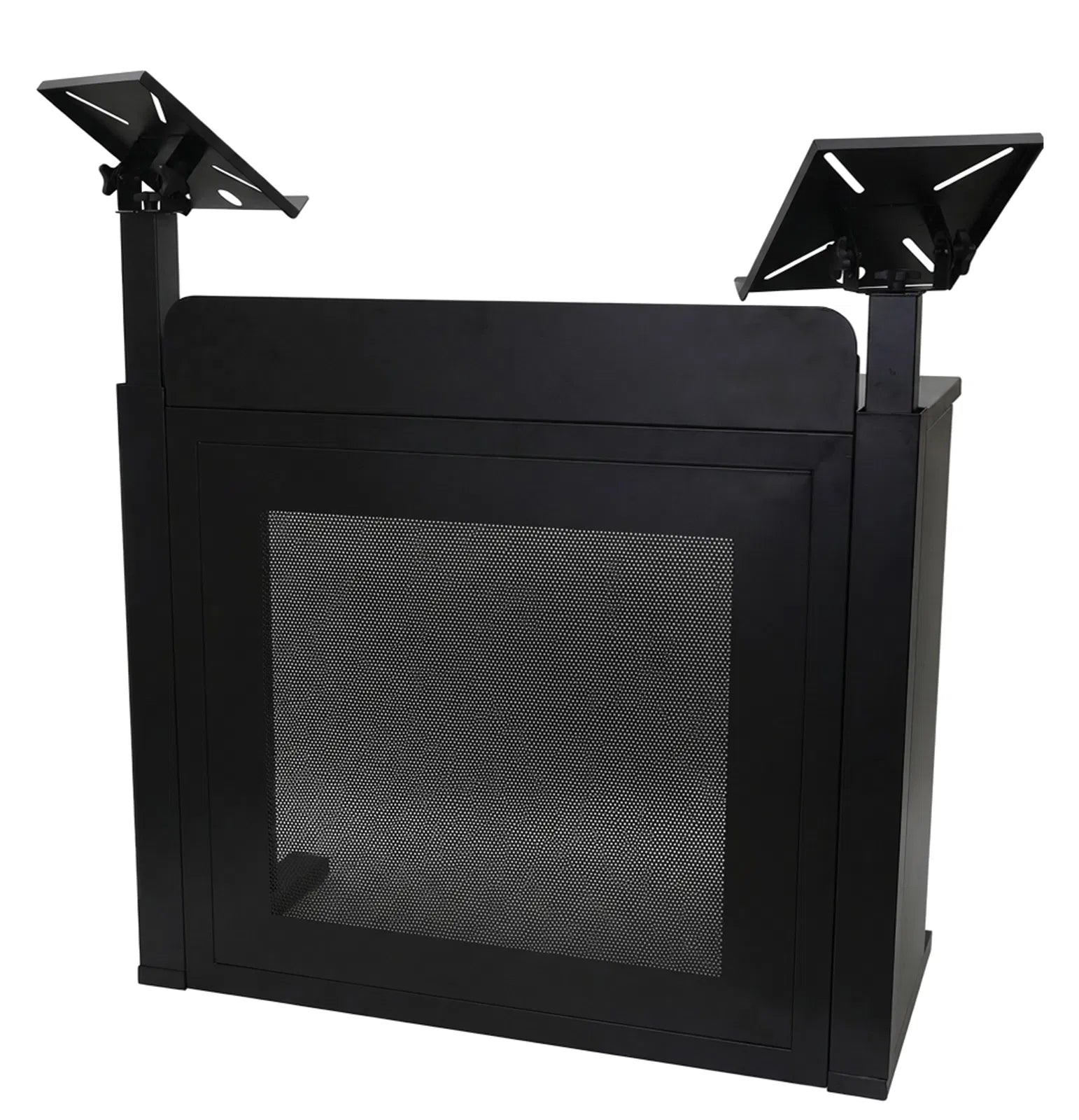 Front view of Equinox black DJ booth table stand
