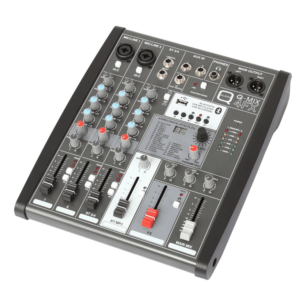     Q-Audio Q-MIX 4FX 4 channel mixer with FX USB and Bluetooth