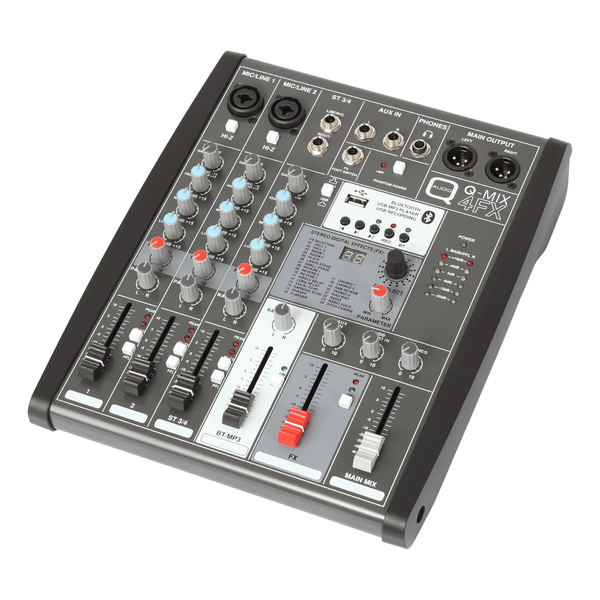     Q-Audio Q-MIX 4FX 4 channel mixer with FX USB and Bluetooth