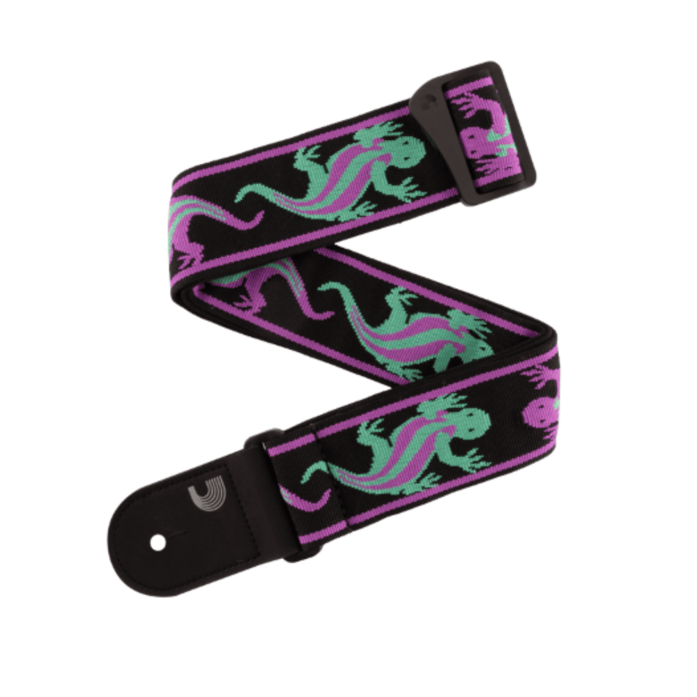 D'Addario Guitar Strap Vintage Lizards, Green Purple