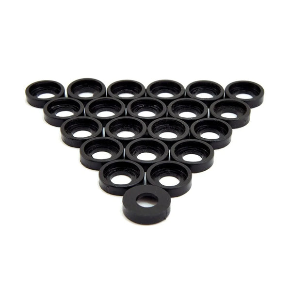 100 x Penn Elcom M6 Black Plastic Cup Washers for Rack Rail Strips