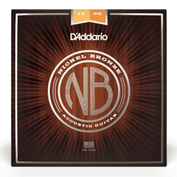D'Addario NB1256 Nickel Bronze Acoustic Guitar Strings,12-56