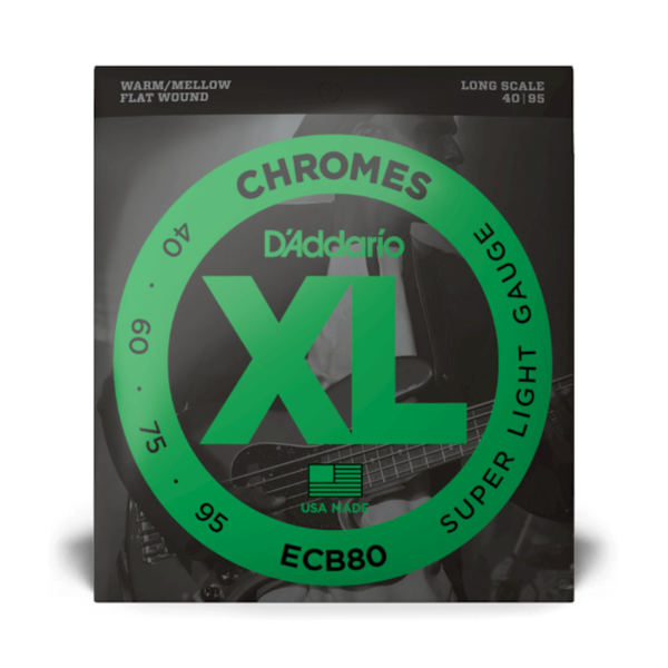 D'Addario ECB80 Bass Guitar Strings Long Scale Chromes Flatwound 40-95
