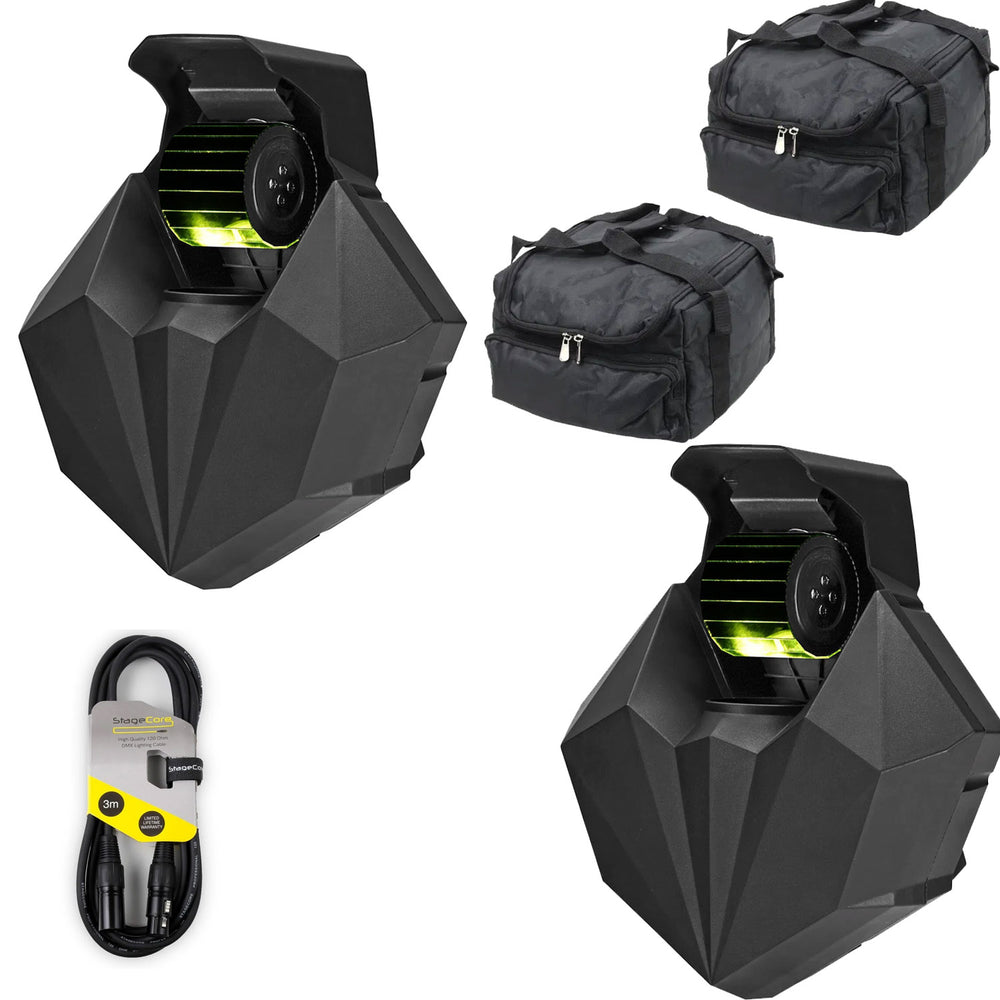 2 x Equinox Merlin 80w Multi Gobo Effect Light With Carry Bags