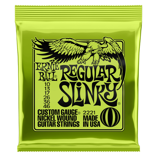 Ernie Ball Electric Guitar Strings 10-46 Regular Slinky 2221 - Nickel plated steel strings for a well-balanced tone.