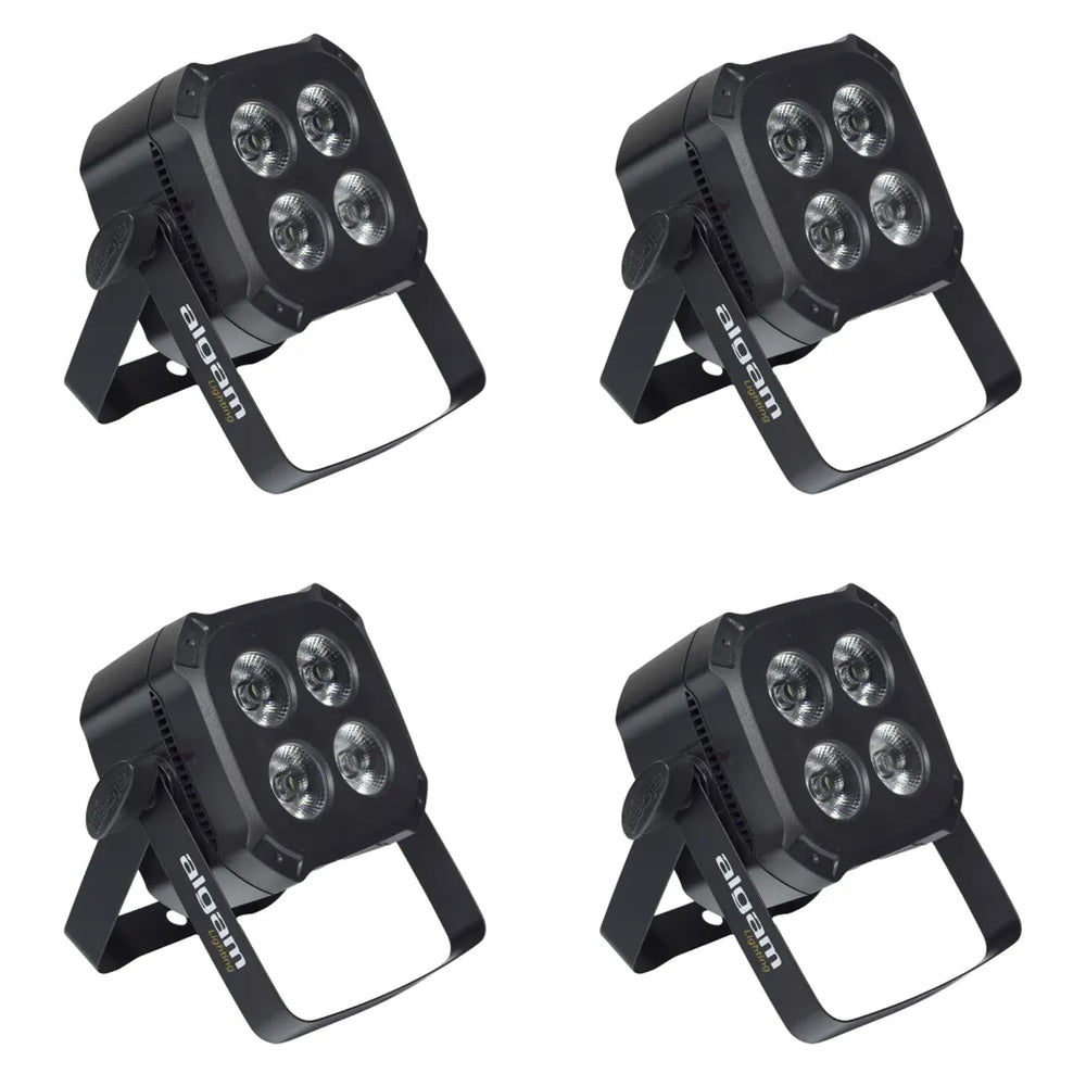 Set of 4 Algam Lighting MINIPAR46-QUAD compact RGBW LED par cans with 4×6W LEDs