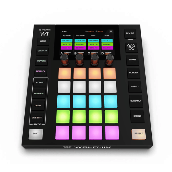 Wolfmix W1 MK3 DMX lighting controller with touchscreen