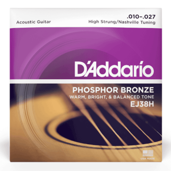 D'Addario EJ38H Phosphor Bronze Guitar Strings Nashville Tuning 10-27