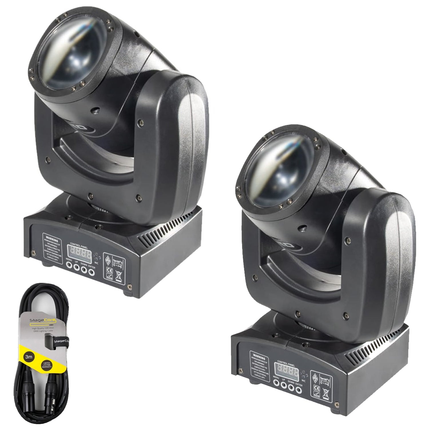 2 x Flash Beam LED 100 RGBW 100W Gobo Moving Head with DMX Cable