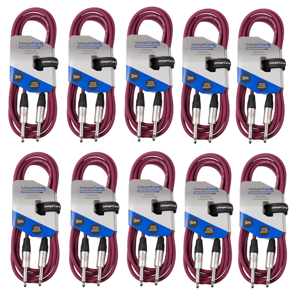 10 x Stagecore 3m Purple Jack to Jack Lead