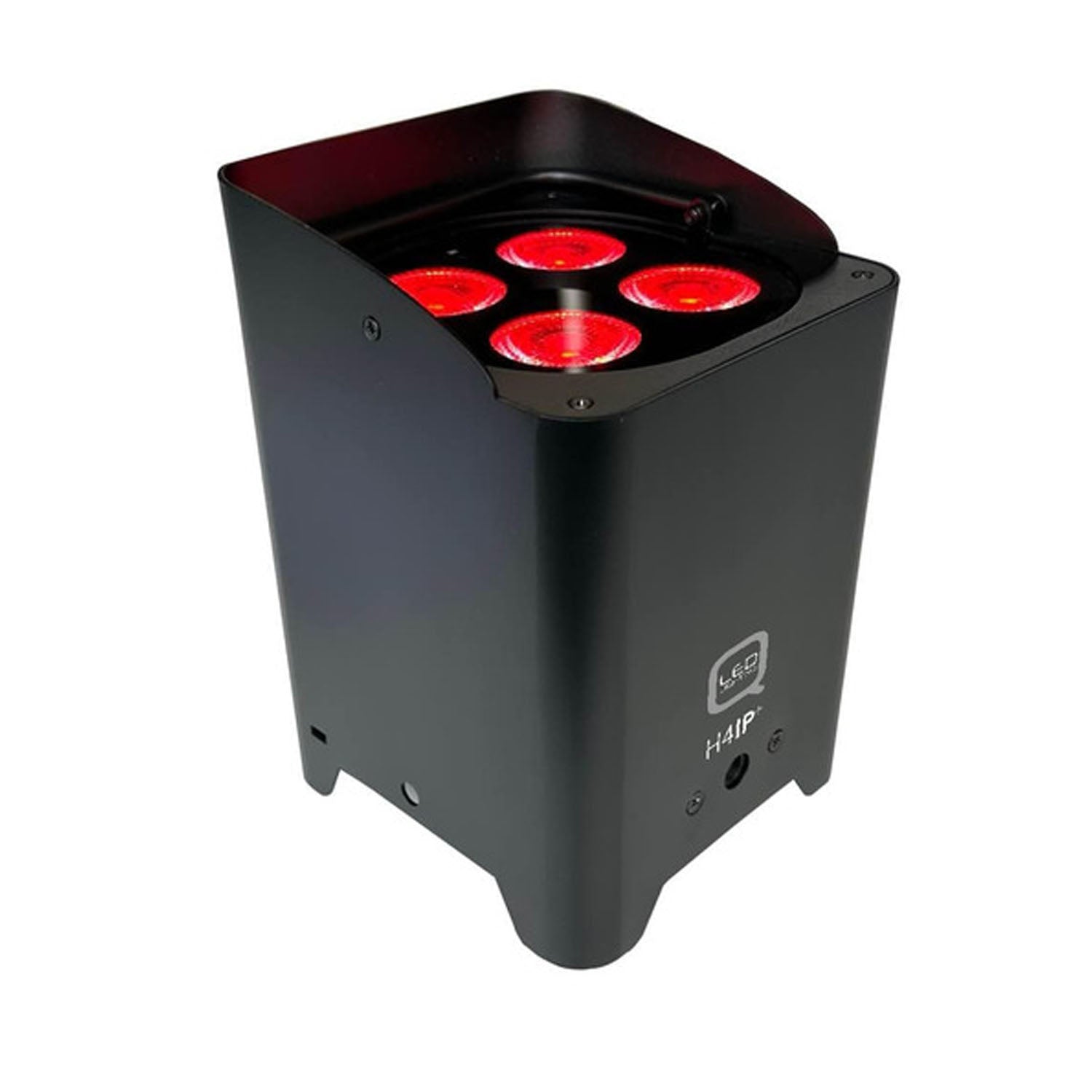 Q-LED Flux H4IP+ battery-powered uplighter with IP-rated design and RGBW LEDs for versatile event lightin