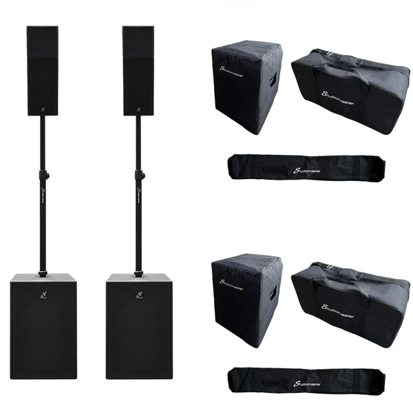 2 x Studiomaster CORE 151 15-inch active sub compact array system with covers
