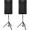 2 x LD Systems ICOA 12 A 12" Powered Coaxial PA Loudspeaker With Speaker Stands