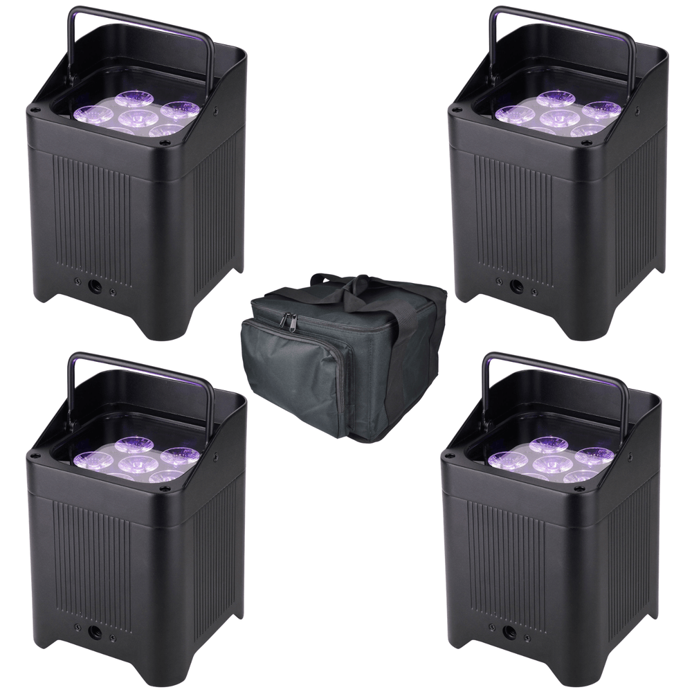 "Citronic VIPAR 6x18W Smart Rechargeable RGBWA/UV PAR Uplighter Bundle"