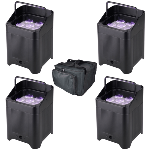 "Citronic VIPAR 6x18W Smart Rechargeable RGBWA/UV PAR Uplighter Bundle"