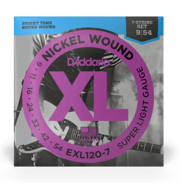 D’Addario EXL120-7 super light 7-string electric guitar strings 9-54
