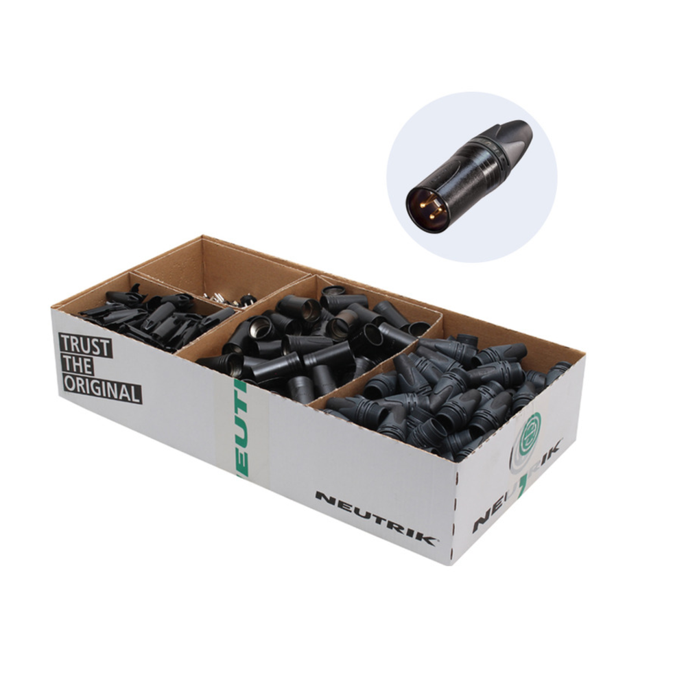 100 x Neutrik NC3MXX-BAG-D XLR Disassembled Male Connectors