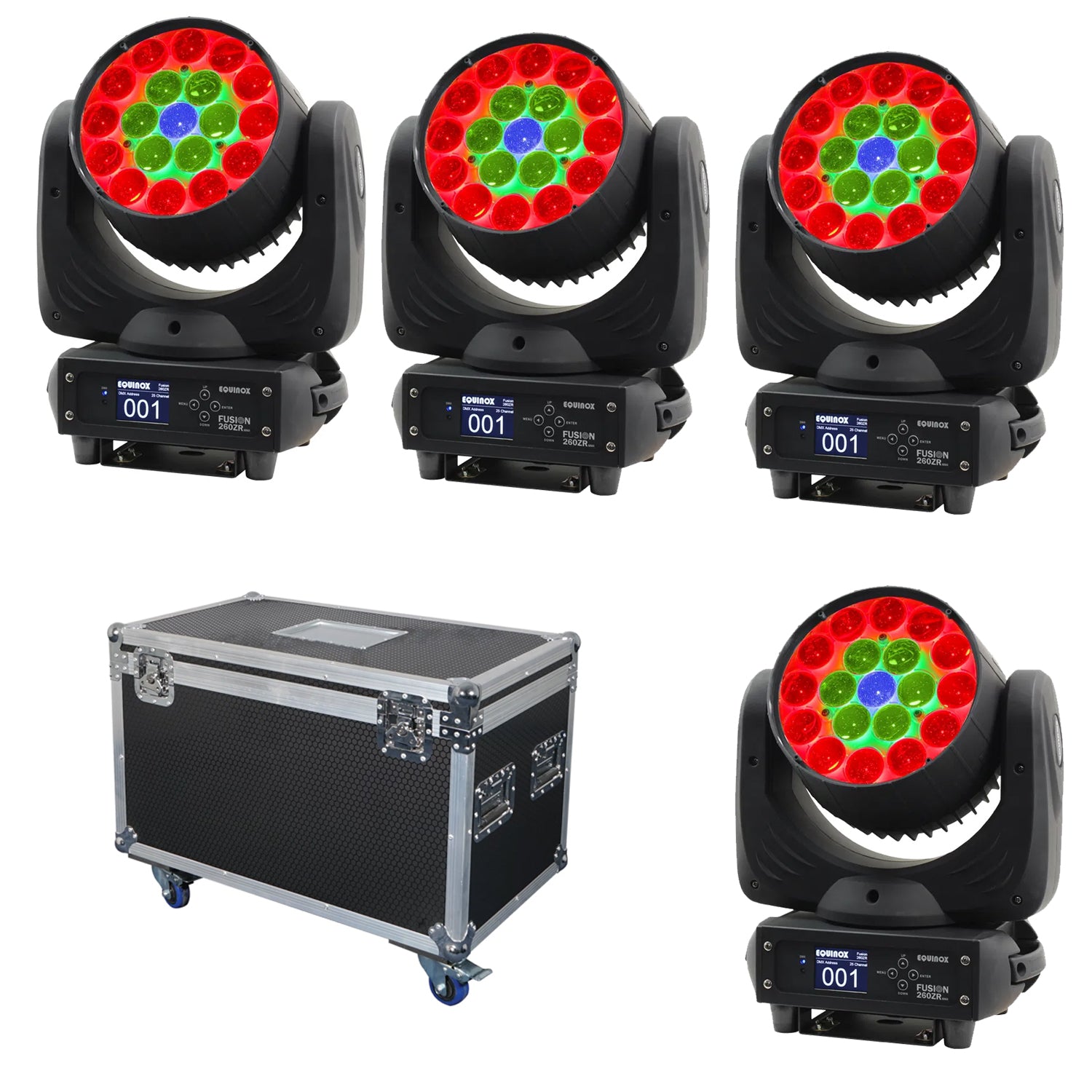 4 X Equinox Fusion 260ZR MKII Wash Moving Head With Flight Case