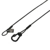 Pack of 4 Equinox 35cm black stainless steel safety wires with screw-lock carabiner hooks