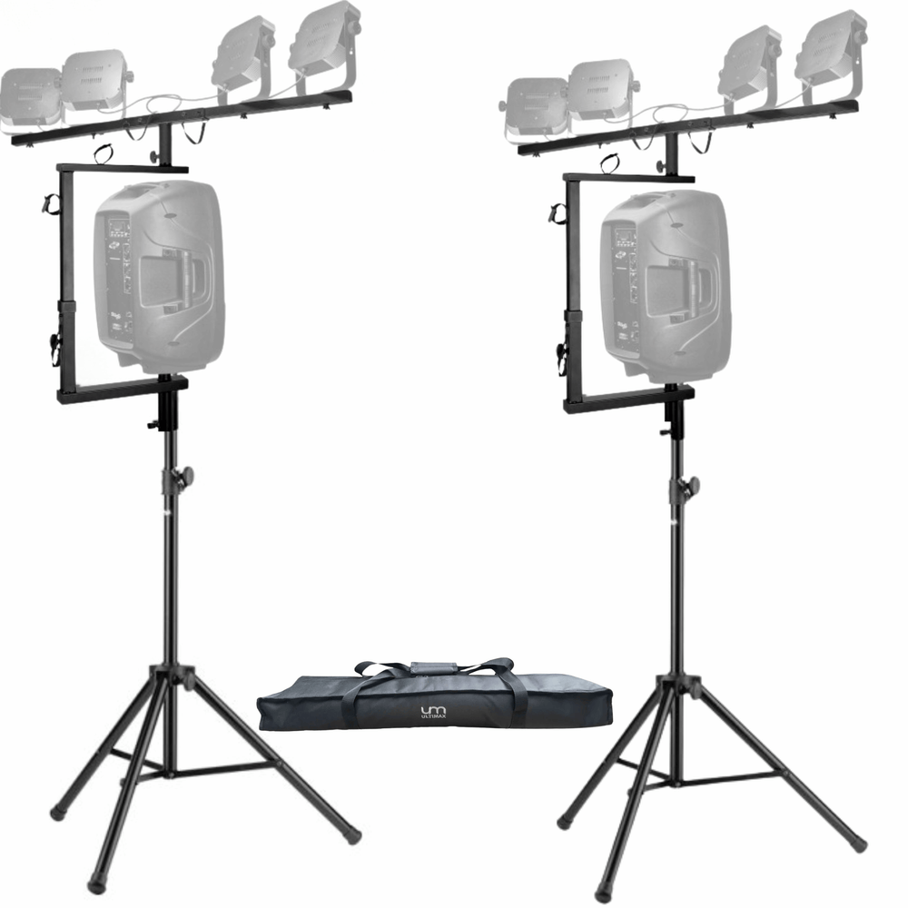 2 x Stagg SPS2LIS T-Bar Lighting Extension for Speaker Stands with Speaker Stands